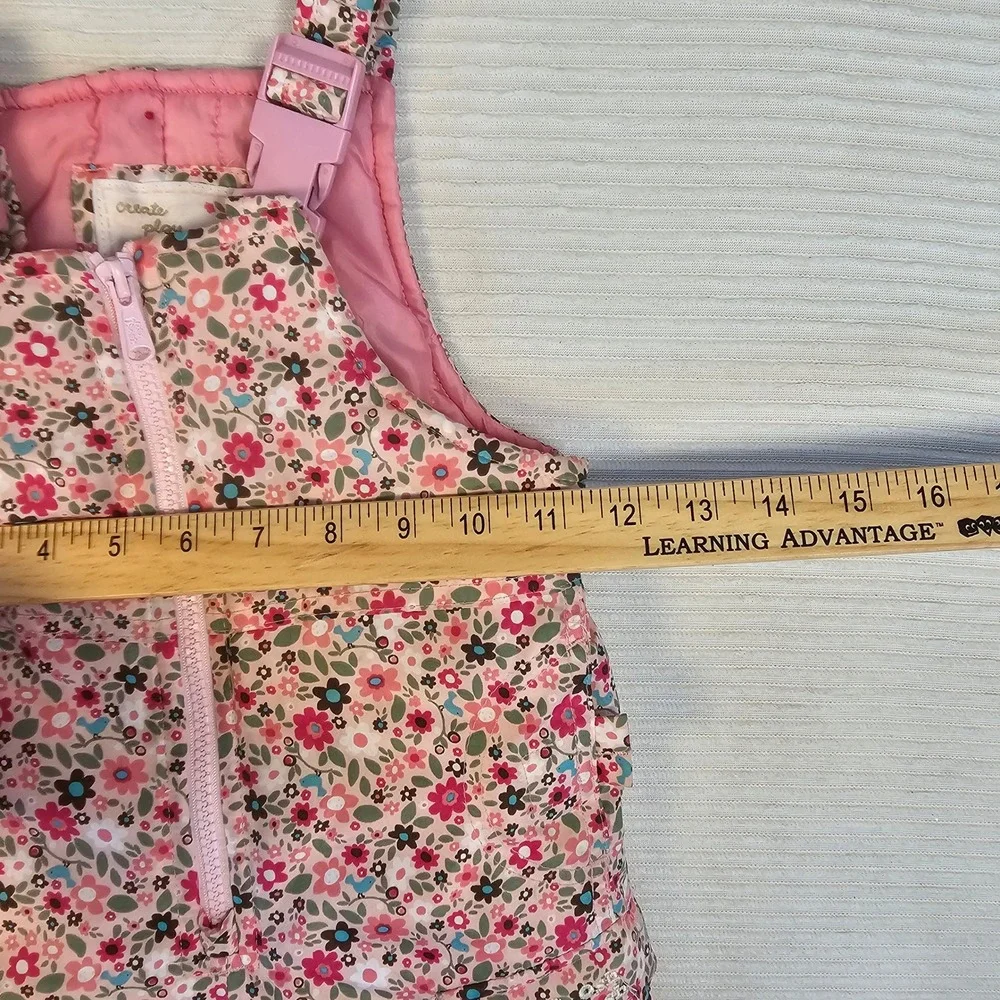 OshKosh‎ B'gosh Girls Floral Snow Bibs Pink Insulated Overalls 18M